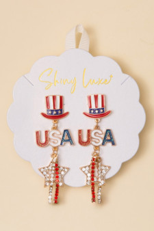 Patriotic Usa Post Dangle Earrings