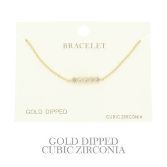 Gold Plated Cz Bar Chain Bracelet​