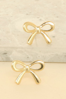 Short Tail Bow Ribbon Post Earrings