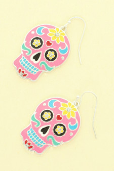 Halloween Jeweled Enamel Sugar Skull Earrings