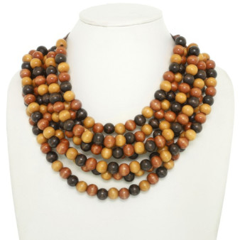 Multi-Strand Wood Bead Necklace​