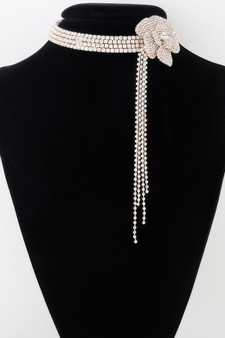 Rhinestone Flower Choker Necklace