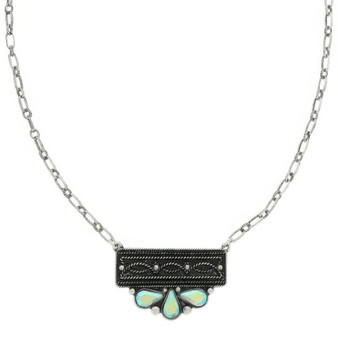 Western Jeweled Bar Concho Pendant Necklace