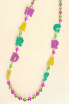 Mardi Gras Glitter Acetate Beaded Party Necklace