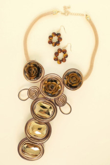 Floral Spiral Crystal Amulet Necklace Set
