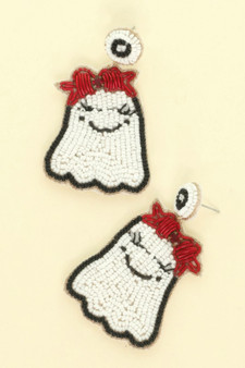 Halloween Ghost Seed Beaded Post Earrings​