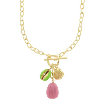 Seashell Theme Enamel Charm Necklace
