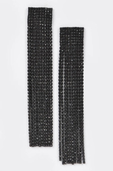 Rhinestone Curtain Drop Earrings