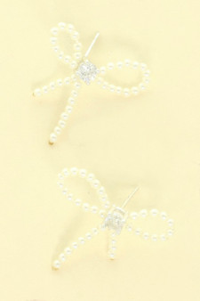Jeweled Long Tail Bow Ribbon Earrings​