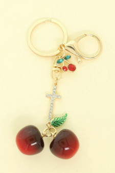 Red Cherry Charm Keychain