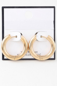 Shiny Modern Hoop Earrings 