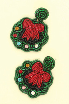 Christmas Wreath Post Dangle Earrings