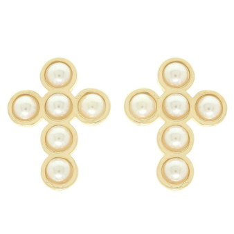 Bezel Jeweled Cross Earrings