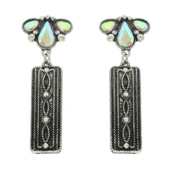 Western Jeweled Bar Dangle Concho Earrings