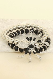 Halloween Spider Charm Bead Bracelet