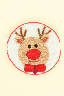 Holiday Theme Seed Beaded Coin Bag