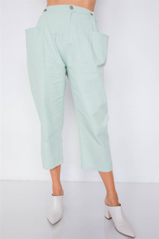 Pastel Chic Solid Ankle Wide Leg Adjustable Snap Waist Pants​