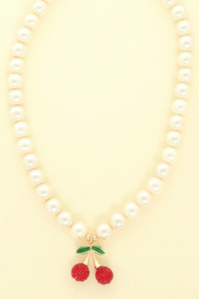 Red Cherry Pendant Pearl Necklace​