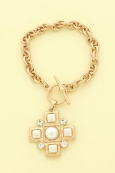 Cross Charm Toggle Chain Bracelet