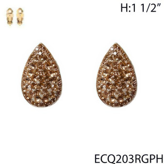 Vintage Styled Rhinestone Teardrop Clip Earrings
