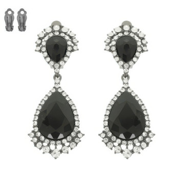 Teardrop Crystal Halo Clip On Earrings