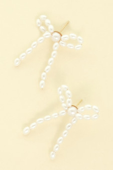 Jeweled Long Tail Bow Ribbon Earrings