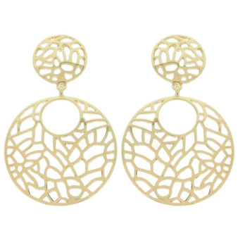 Round Disc Filigree Post Dangle Earrings