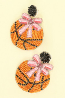 Gameday Jeweled Ribboned Basketball Earrings