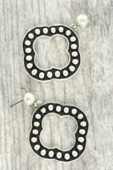 Western Bubble Beaded Quatrefoil Earrings