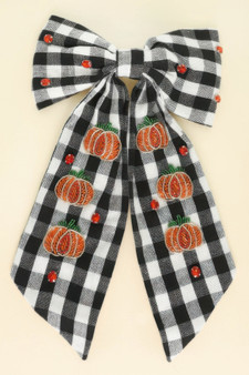 Halloween Theme Plaid Bow Barrette Hair Clip