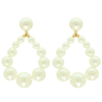 Classic Bridal Teardrop Pearl Hoop Earrings