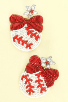 Gameday Ribboned Baseball Post Dangle Earrings