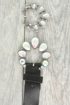 Western Jeweled Squash Blossom Belt Buckle