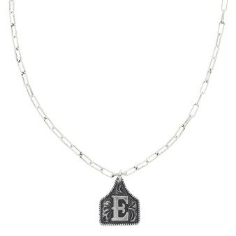 Western Initial Cattle Tag Necklace