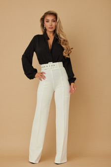 High Waist Pants With Buckle Belt​​​​​​​​​​​​