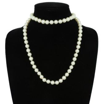 White Pearlescent Pearl Beaded Necklace