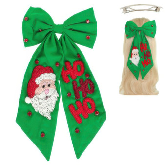 Christmas Santas Hohoho Bow Barrette Hair Clip