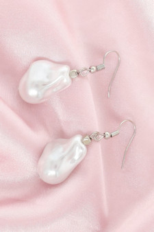 White Baroque Pearl Earrings