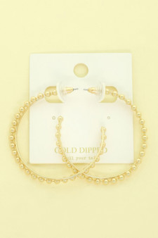 Gold-Plated Beaded Ball Hoop Earrings