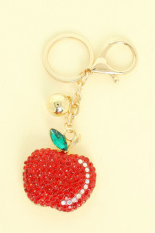 Red Apple Jeweled Keychain