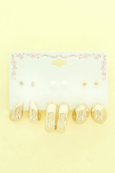 6 Pair Hoop And Stud Earring Set