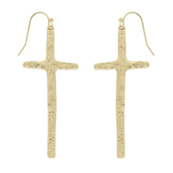 Textured Finish Cross Earrings