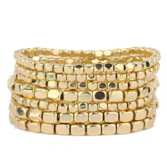 Metallic Cube Bead Bracelet Set
