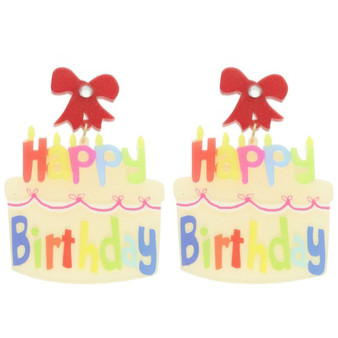 Happy Birthday Post Dangle Cake Earrings