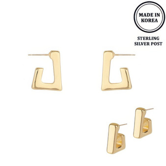 Flash-Plated Open Square Hoop Earrings