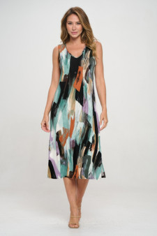 Bns V-Neck Midi Tank Dress With Side Slit​
