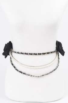 Two Flowers Multi Layered Chain Belt
