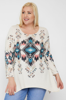 Geometric/Tribal Sublimation Print Tunic Top
