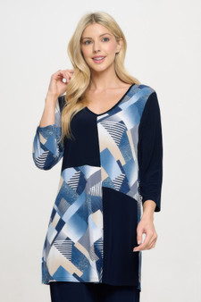 Hit Contrast V-Neck Tunic Top