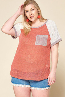 Color-Blocked Sweater Knit Top